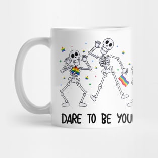 Dare to Be Yourself LGBT Pride Ally Skeleton Gift For Men Lgbt Women Mug